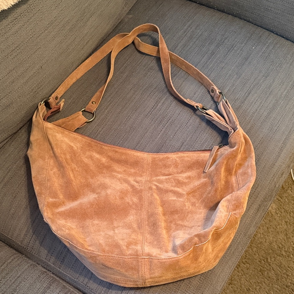 Free People Suede Hobo Shoulder Bag in Camel